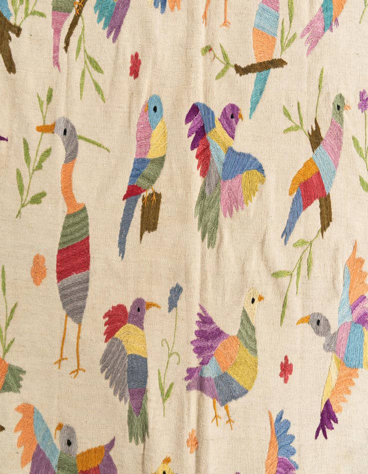 Detail image of  6' 3 x 9' 3  Hand Woven Kilim Suzani Wool Rug