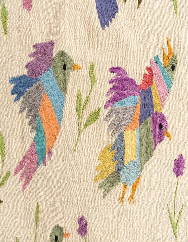 Detail image of  6' 3 x 9' 3  Hand Woven Kilim Suzani Wool Rug