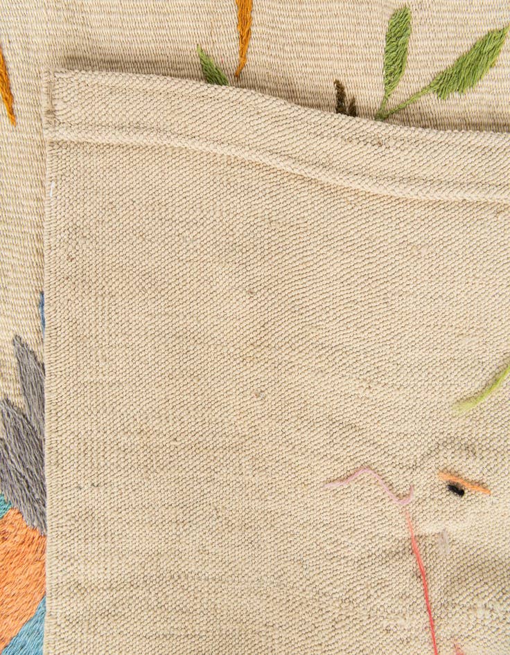 Detail image of  6' 3 x 9' 3  Hand Woven Kilim Suzani Wool Rug