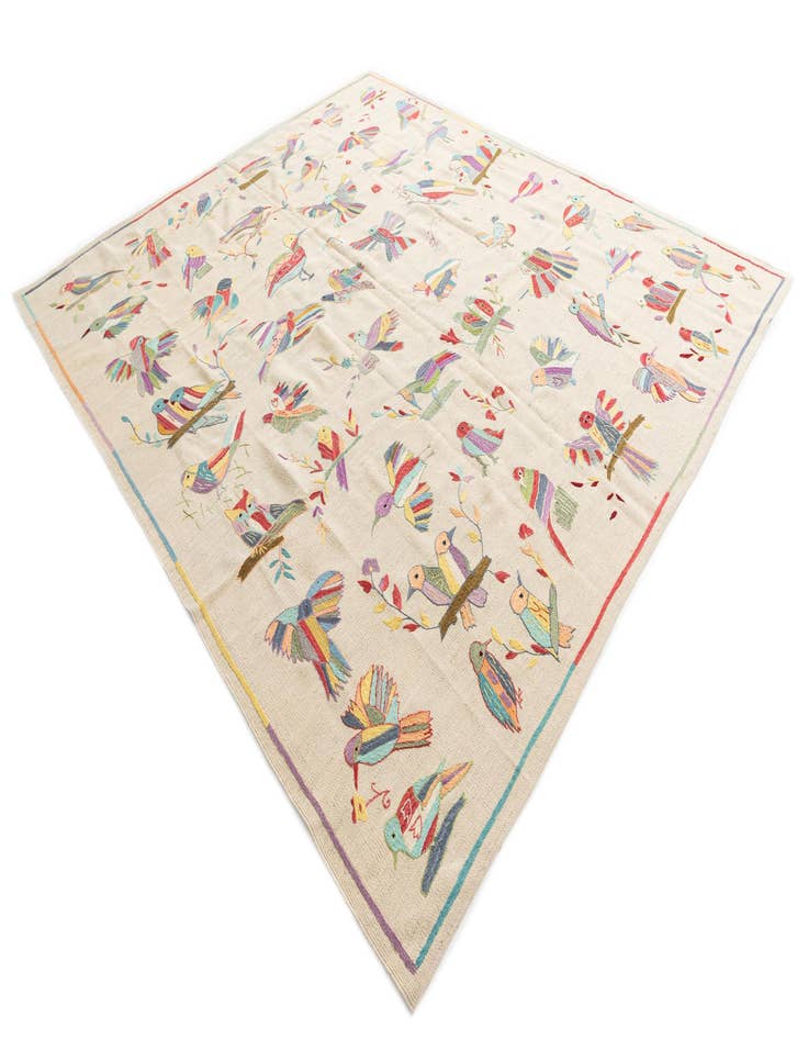 Detail image of  8' 2 x 9' 7  Hand Woven Kilim Suzani Wool Rug