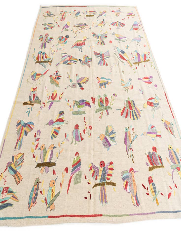 Detail image of  8' 2 x 9' 7  Hand Woven Kilim Suzani Wool Rug