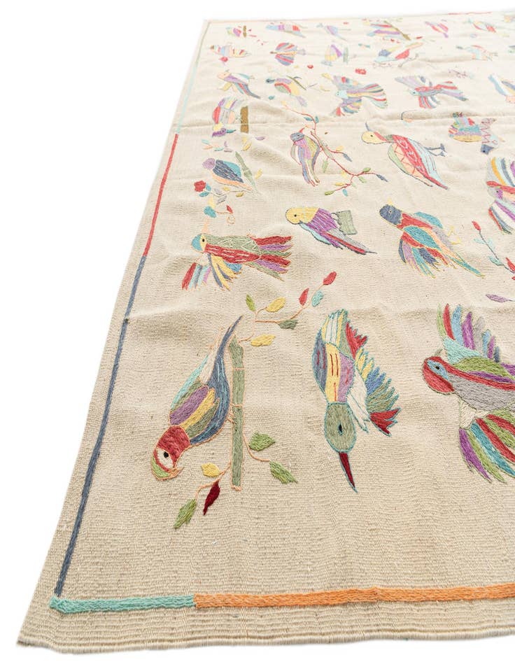 Detail image of  8' 2 x 9' 7  Hand Woven Kilim Suzani Wool Rug