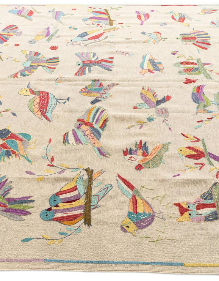 Detail image of  8' 2 x 9' 7  Hand Woven Kilim Suzani Wool Rug