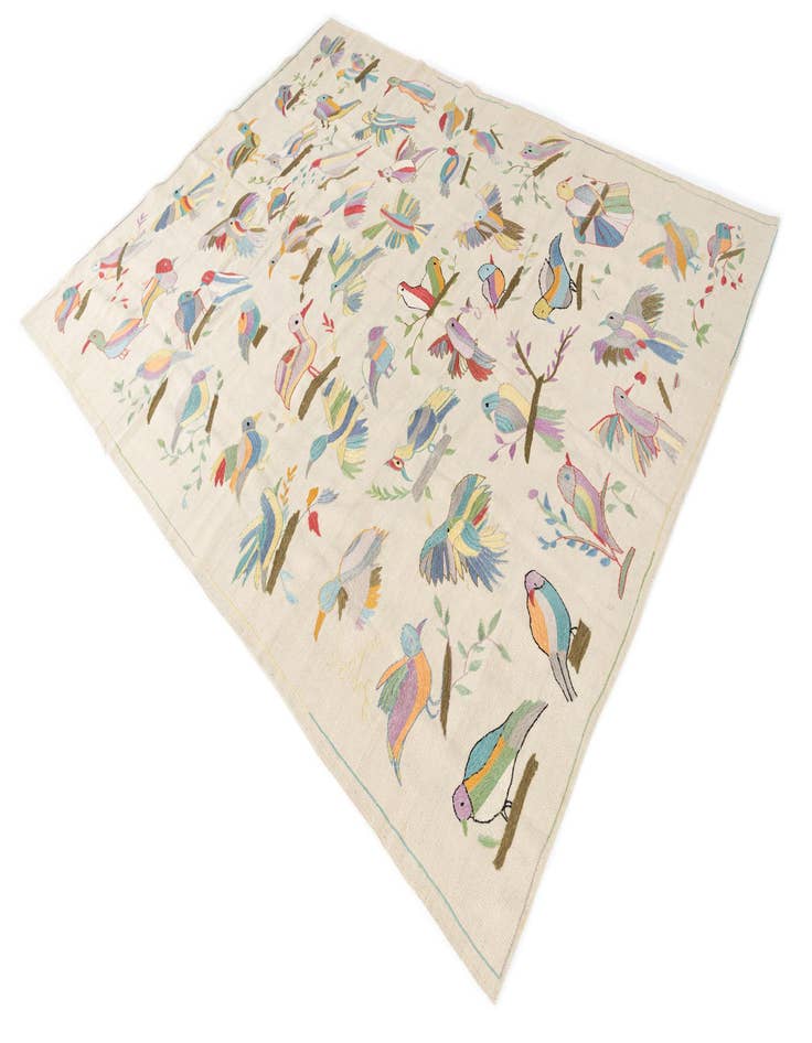 Detail image of  7' 2 x 9' 4  Hand Woven Kilim Suzani Wool Rug