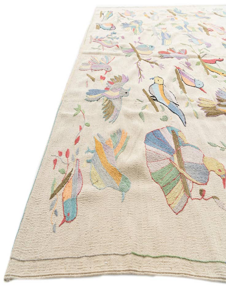 Detail image of  7' 2 x 9' 4  Hand Woven Kilim Suzani Wool Rug