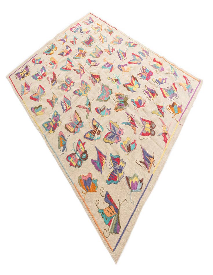 Detail image of  5' 8 x 7' 7  Hand Woven Kilim Suzani Wool Rug