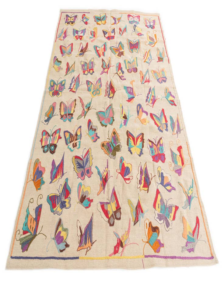 Detail image of  5' 8 x 7' 7  Hand Woven Kilim Suzani Wool Rug