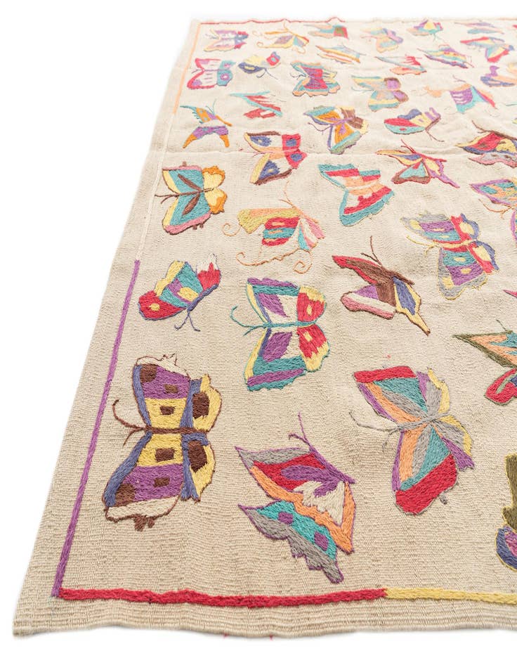 Detail image of  5' 8 x 7' 7  Hand Woven Kilim Suzani Wool Rug