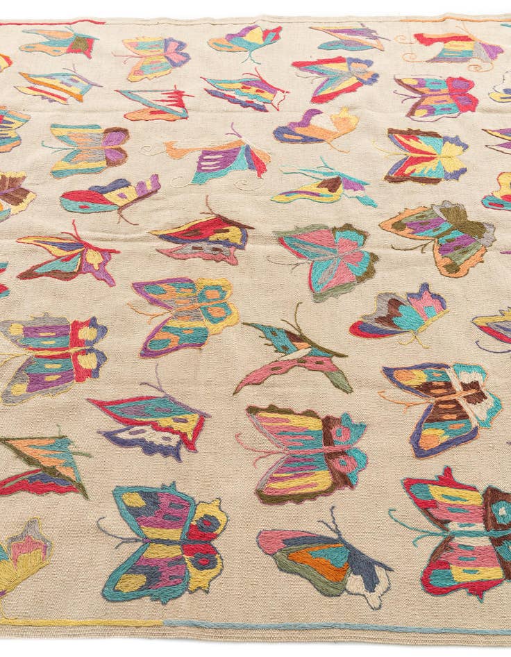 Detail image of  5' 8 x 7' 7  Hand Woven Kilim Suzani Wool Rug