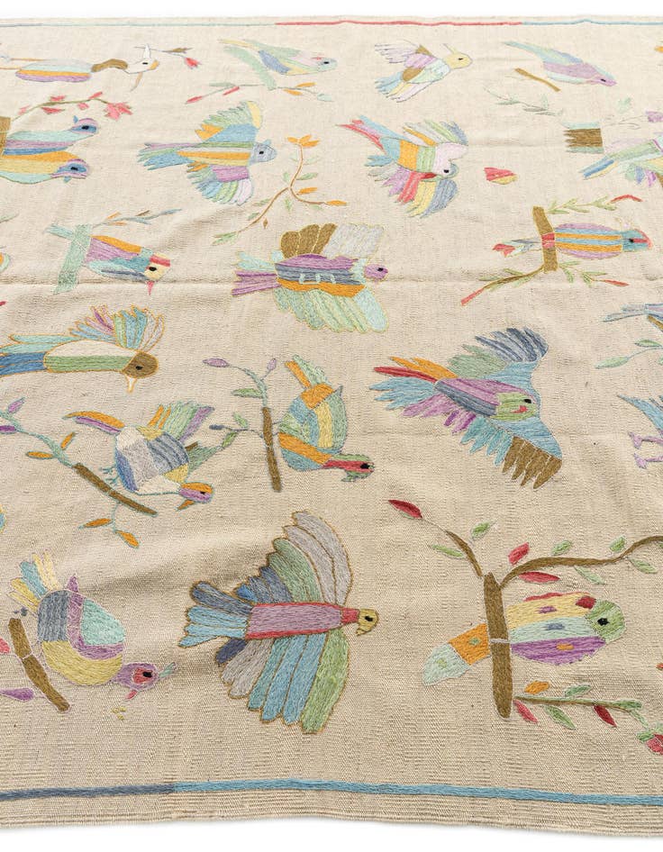 Detail image of  6' 9 x 9' 3  Hand Woven Kilim Suzani Wool Rug