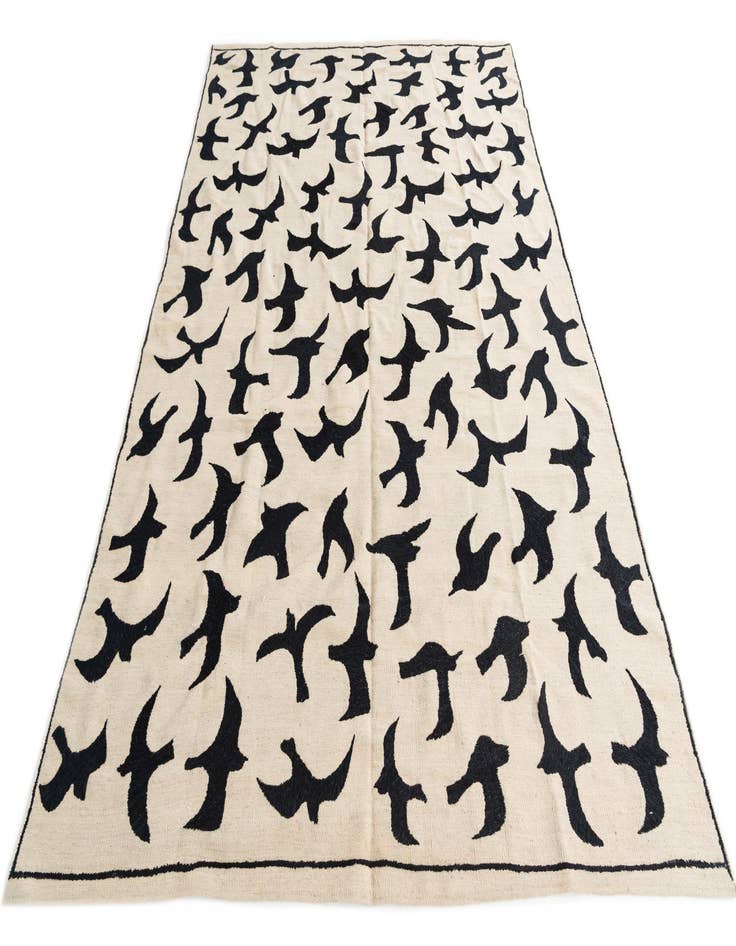 Detail image of  6' 8 x 9' 8  Hand Woven Kilim Suzani Wool Rug