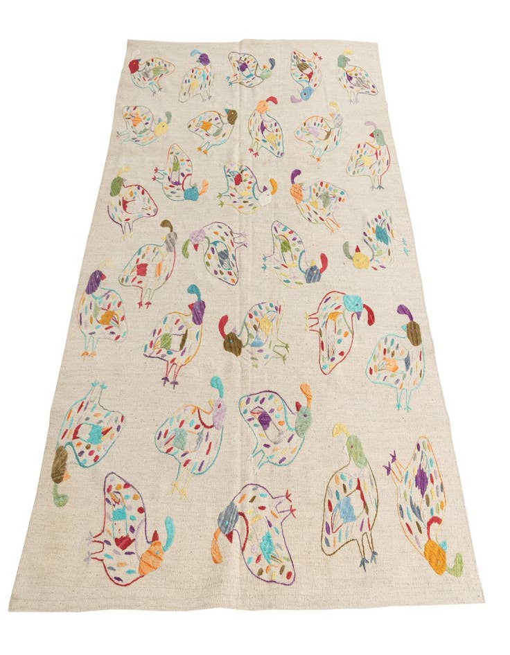 Detail image of  5' 2 x 6' 1  Hand Woven Kilim Suzani Wool Rug