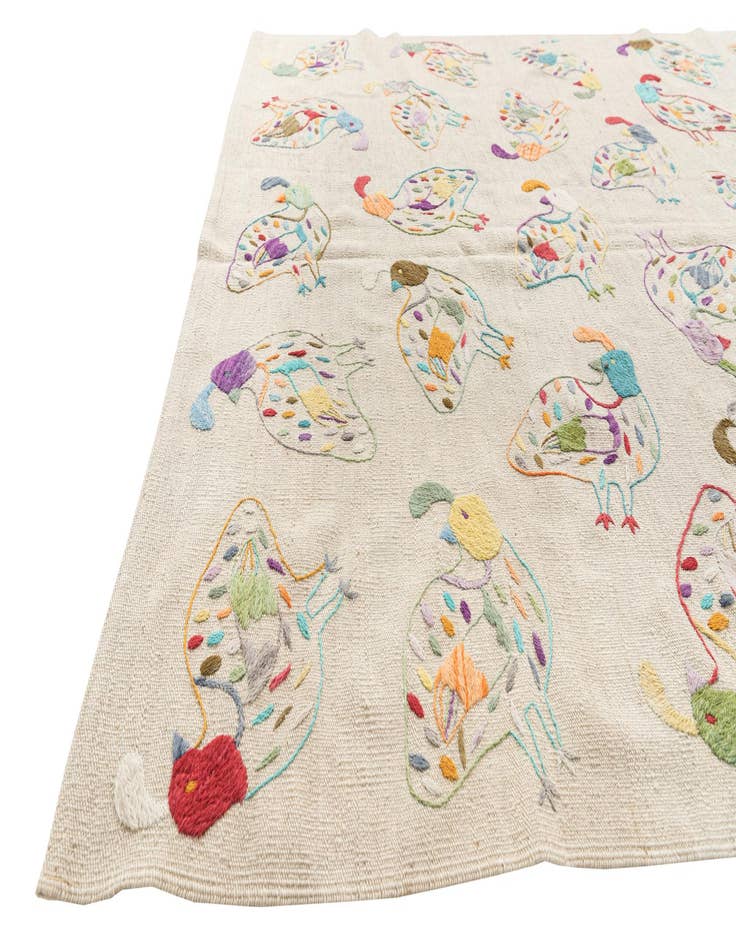 Detail image of  5' 2 x 6' 1  Hand Woven Kilim Suzani Wool Rug