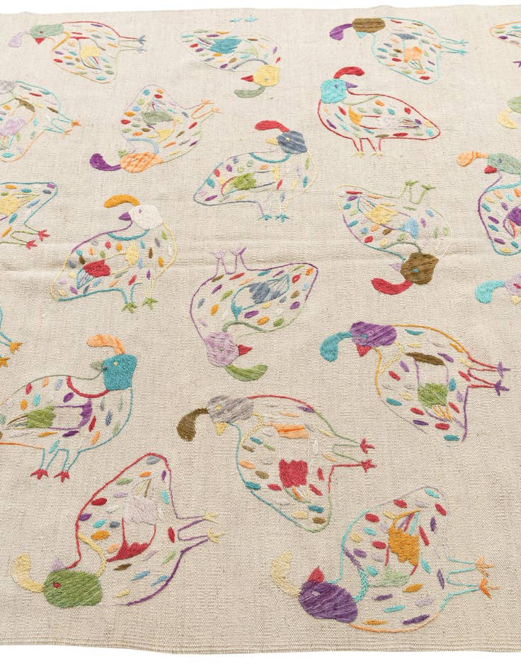 Detail image of  5' 2 x 6' 1  Hand Woven Kilim Suzani Wool Rug