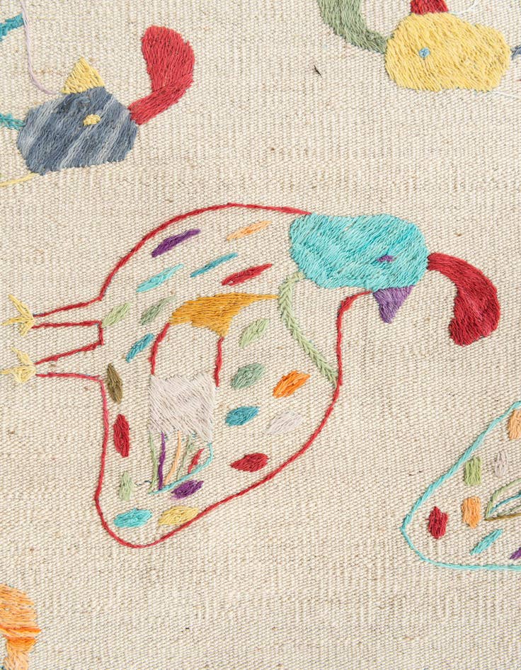 Detail image of  5' 2 x 6' 1  Hand Woven Kilim Suzani Wool Rug