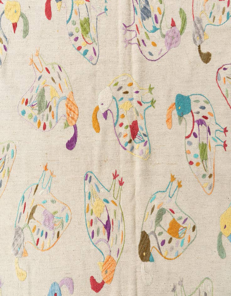 Detail image of  5' 2 x 6' 1  Hand Woven Kilim Suzani Wool Rug