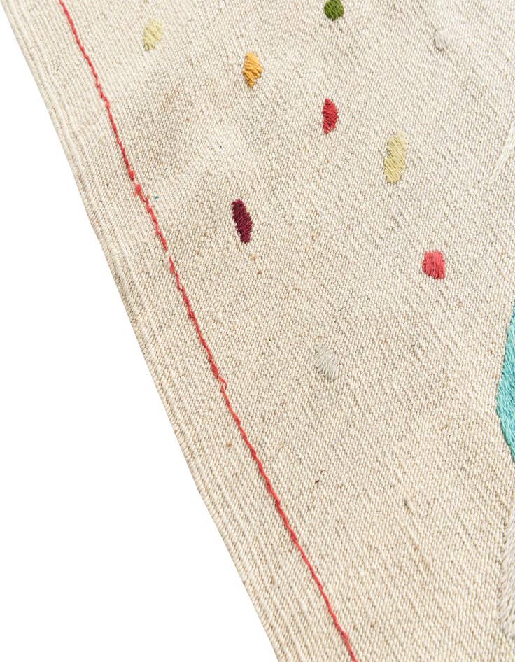 Detail image of  4' 2 x 5' 9  Hand Woven Kilim Suzani Wool Rug