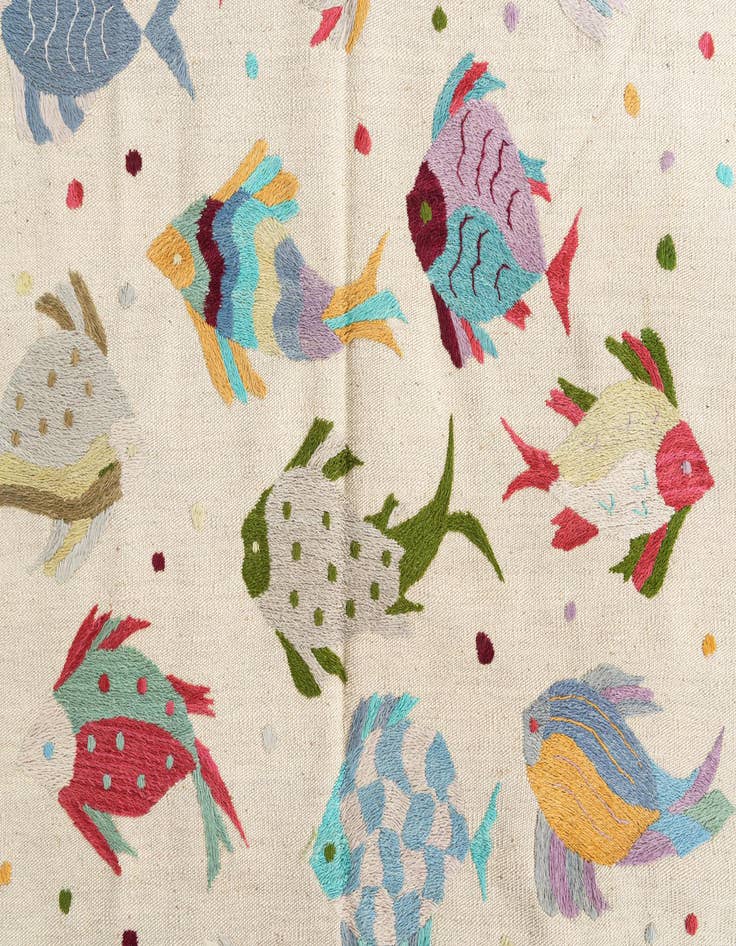 Detail image of  4' 2 x 5' 9  Hand Woven Kilim Suzani Wool Rug