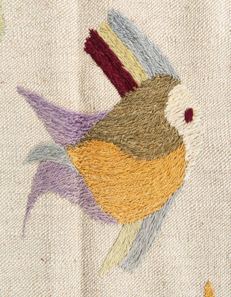 Detail image of  4' 2 x 5' 9  Hand Woven Kilim Suzani Wool Rug