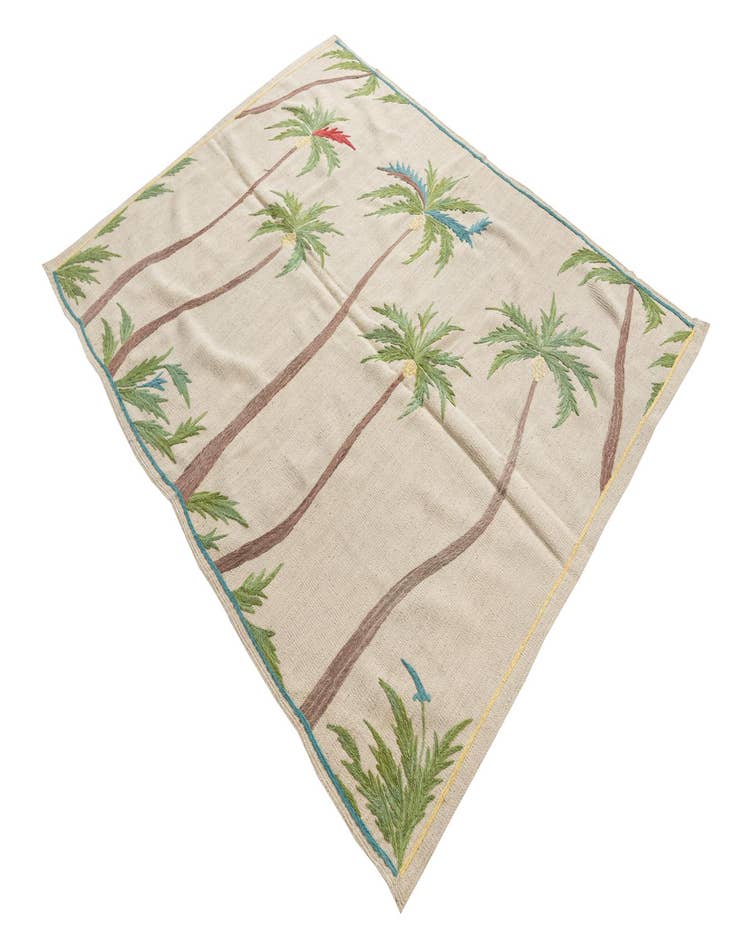 Detail image of  5' 1 x 6' 6  Hand Woven Kilim Suzani Wool Rug