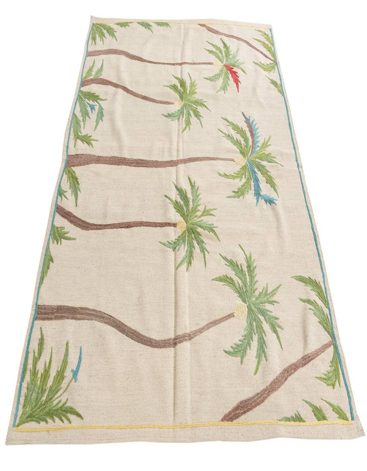 Detail image of  5' 1 x 6' 6  Hand Woven Kilim Suzani Wool Rug