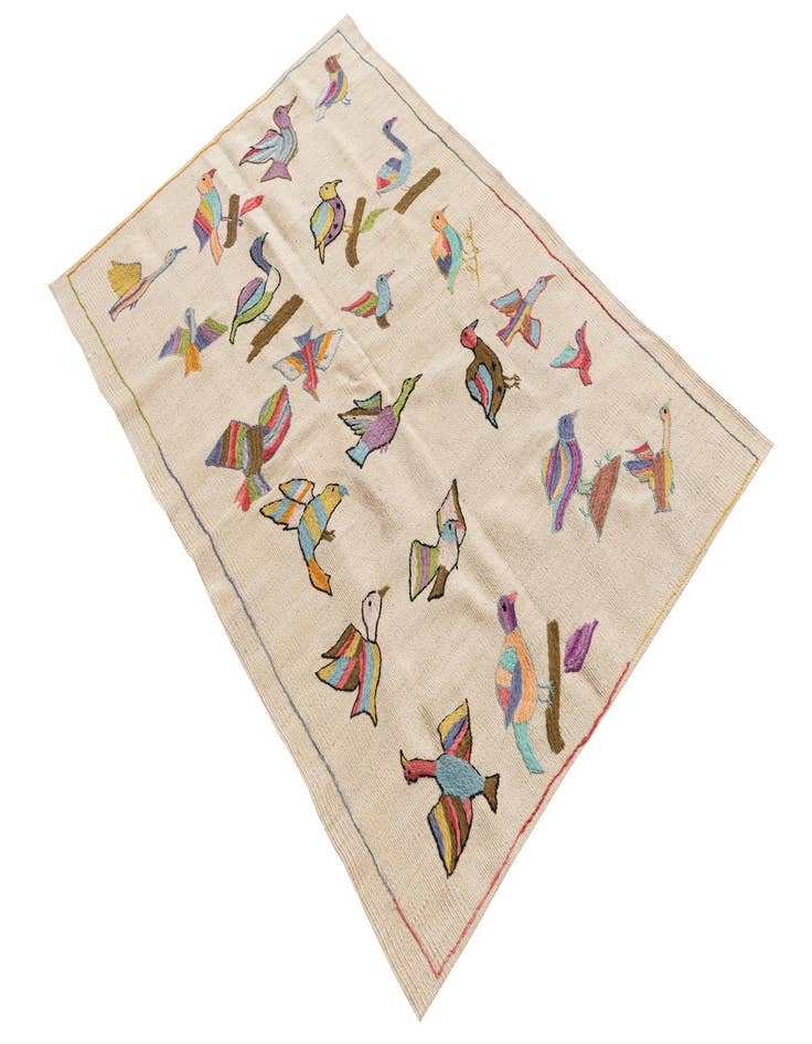 Detail image of  3' 3 x 4' 9  Hand Woven Kilim Suzani Wool Rug