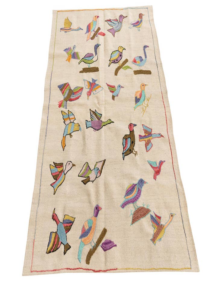 Detail image of  3' 3 x 4' 9  Hand Woven Kilim Suzani Wool Rug