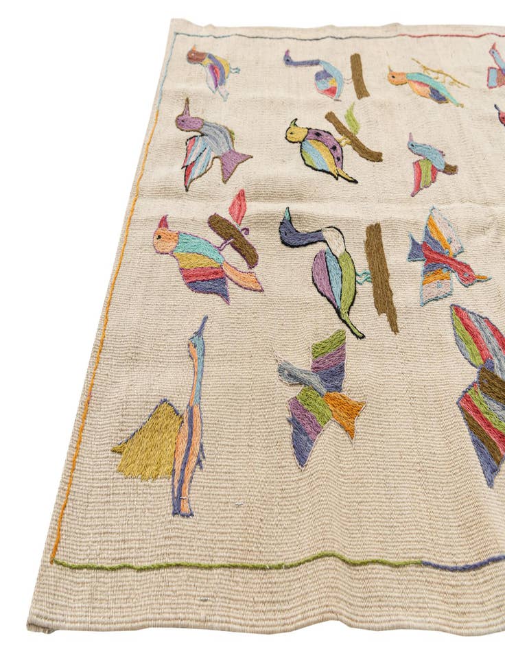 Detail image of  3' 3 x 4' 9  Hand Woven Kilim Suzani Wool Rug