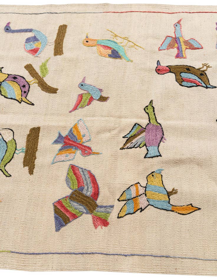 Detail image of  3' 3 x 4' 9  Hand Woven Kilim Suzani Wool Rug