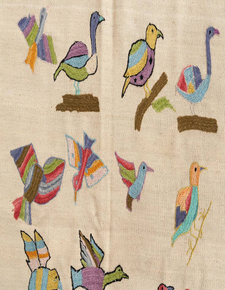 Detail image of  3' 3 x 4' 9  Hand Woven Kilim Suzani Wool Rug