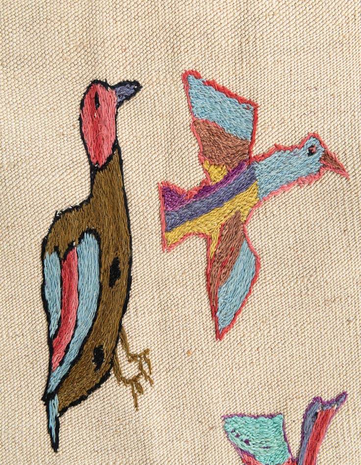 Detail image of  3' 3 x 4' 9  Hand Woven Kilim Suzani Wool Rug