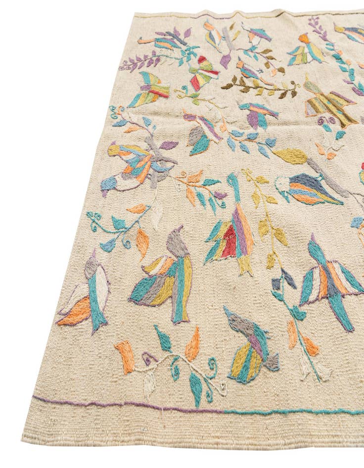 Detail image of  4' 2 x 6'  Hand Woven Kilim Suzani Wool Rug