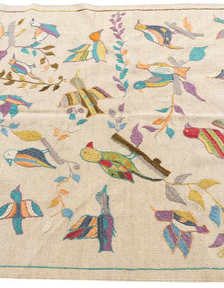 Detail image of  4' 2 x 6'  Hand Woven Kilim Suzani Wool Rug