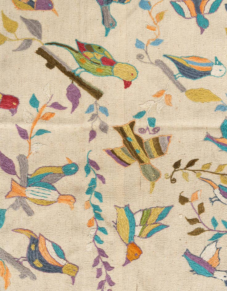 Detail image of  4' 2 x 6'  Hand Woven Kilim Suzani Wool Rug