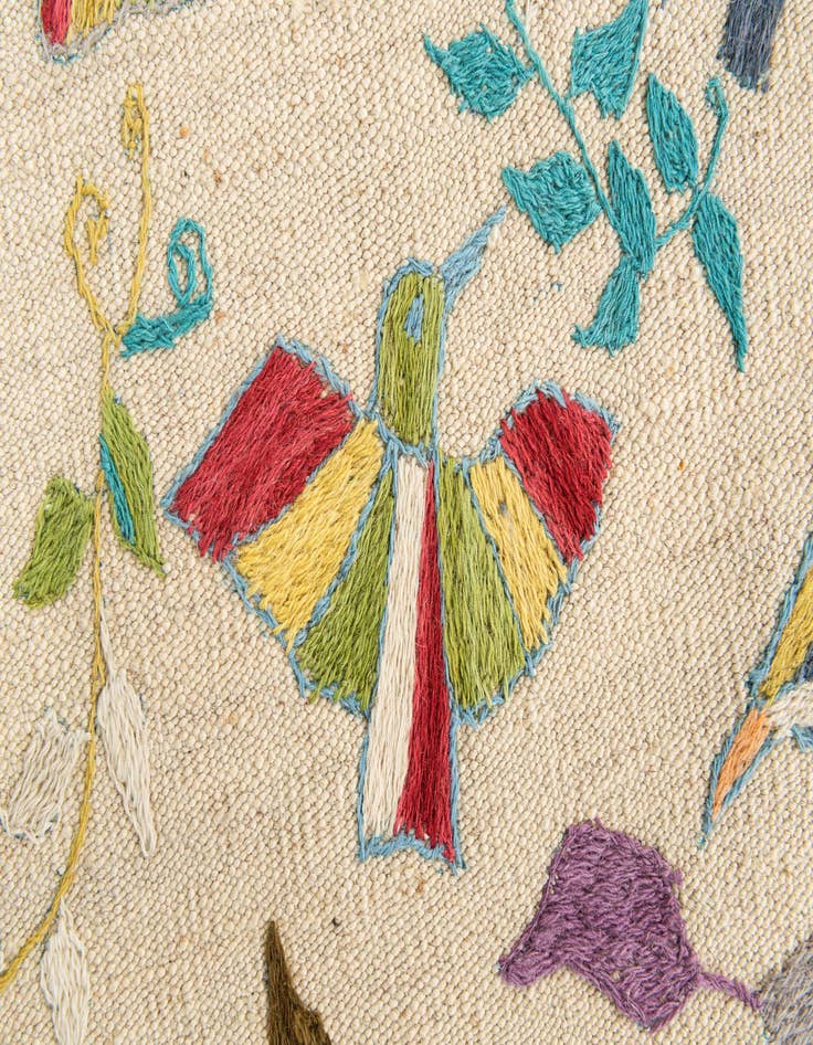 Detail image of  4' 2 x 6'  Hand Woven Kilim Suzani Wool Rug