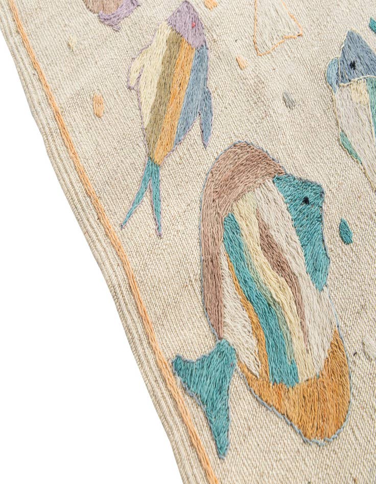 Detail image of  4' 2 x 6'  Hand Woven Kilim Suzani Wool Rug