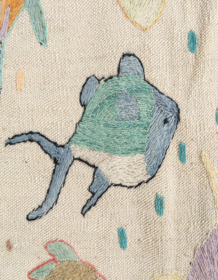 Detail image of  4' 2 x 6'  Hand Woven Kilim Suzani Wool Rug