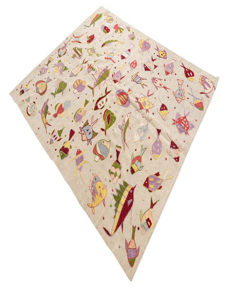 Detail image of  5' x 6' 1  Hand Woven Kilim Suzani Wool Rug