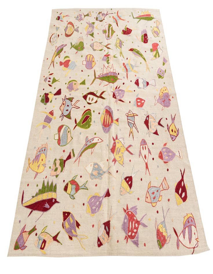 Detail image of  5' x 6' 1  Hand Woven Kilim Suzani Wool Rug