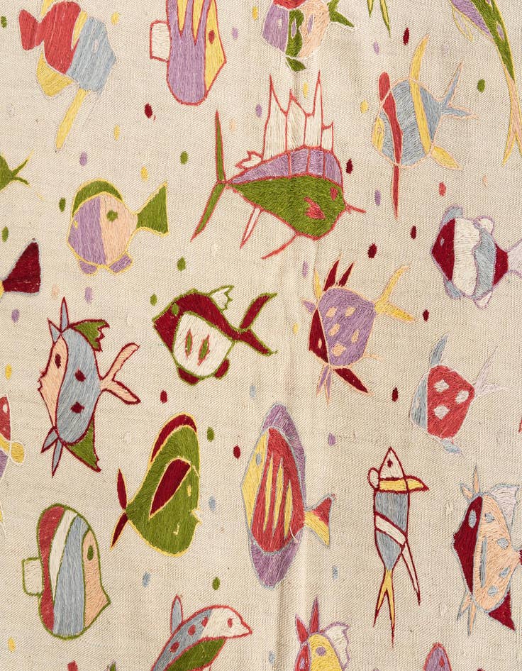 Detail image of  5' x 6' 1  Hand Woven Kilim Suzani Wool Rug