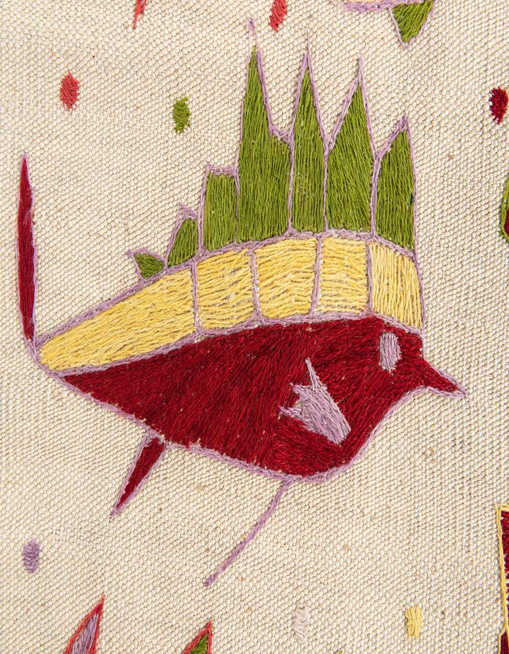 Detail image of  5' x 6' 1  Hand Woven Kilim Suzani Wool Rug