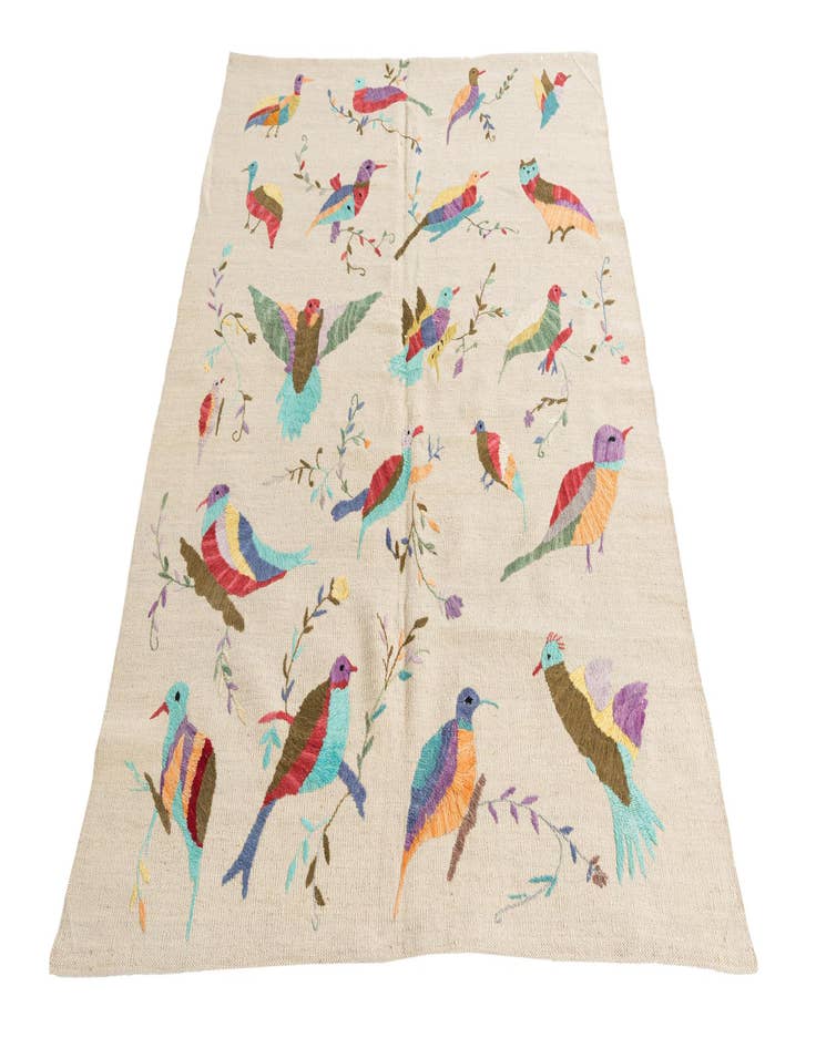 Detail image of  4' 2 x 5' 6  Hand Woven Kilim Suzani Wool Rug