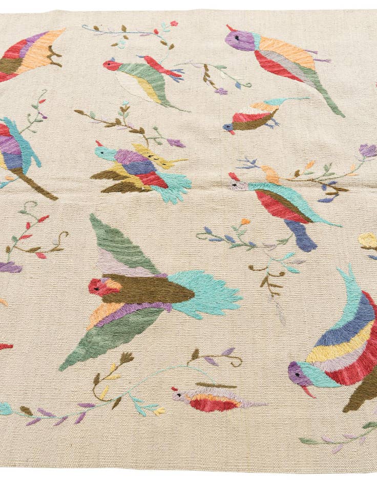 Detail image of  4' 2 x 5' 6  Hand Woven Kilim Suzani Wool Rug