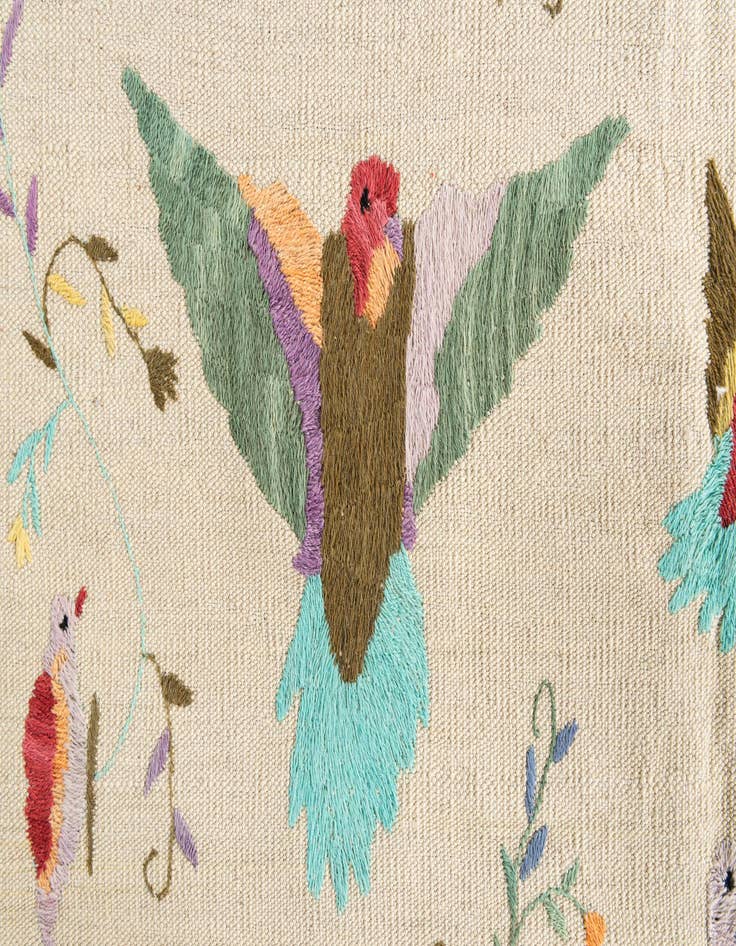 Detail image of  4' 2 x 5' 6  Hand Woven Kilim Suzani Wool Rug