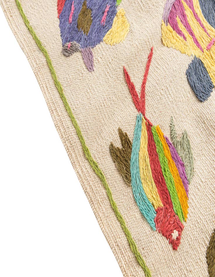 Detail image of  3' 3 x 4' 5  Hand Woven Kilim Suzani Wool Rug