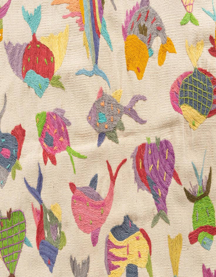 Detail image of  3' 3 x 4' 5  Hand Woven Kilim Suzani Wool Rug