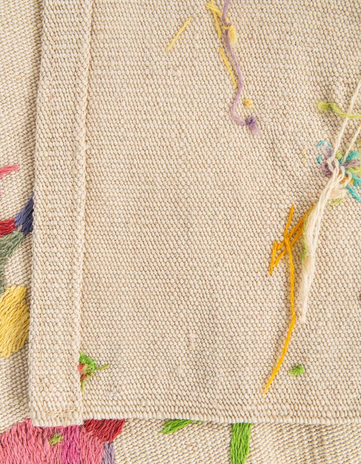 Detail image of  3' 3 x 4' 5  Hand Woven Kilim Suzani Wool Rug