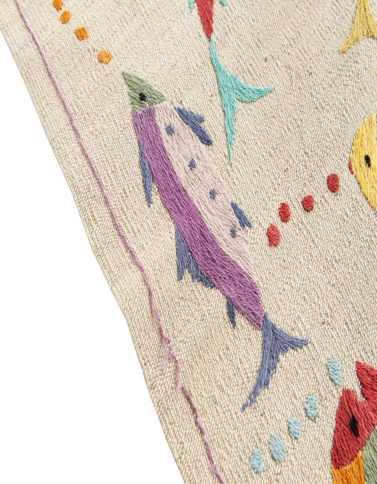 Detail image of  4' 2 x 5' 9  Hand Woven Kilim Suzani Wool Rug