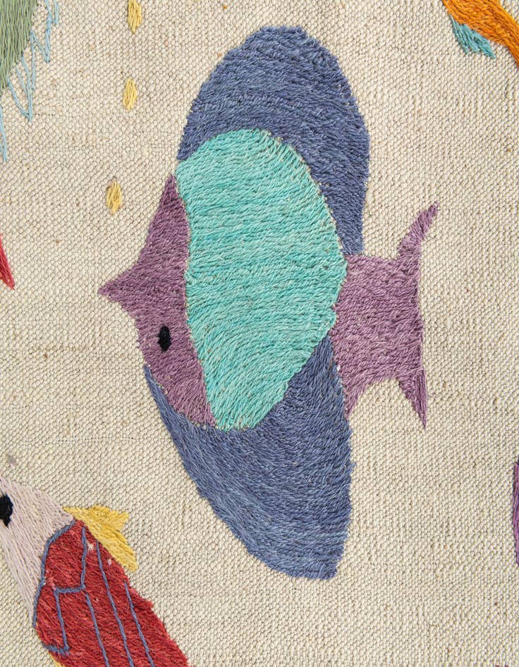 Detail image of  4' 2 x 5' 9  Hand Woven Kilim Suzani Wool Rug