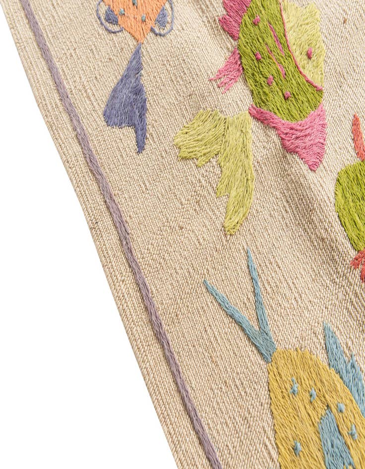 Detail image of  4' x 5' 7  Hand Woven Kilim Suzani Wool Rug